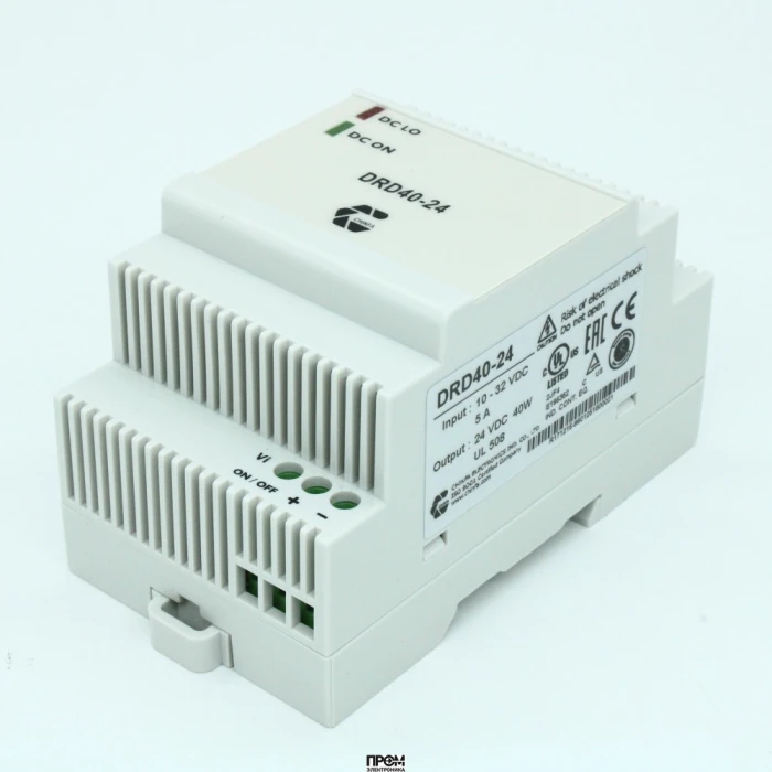 DRD40-24, DC-DC, DIN-рейка, 40.8Вт, вход 10…36В, выход 24В/1.7А, изоляция 1500В DC, 91х53х56.5мм, -40°С…+71°С