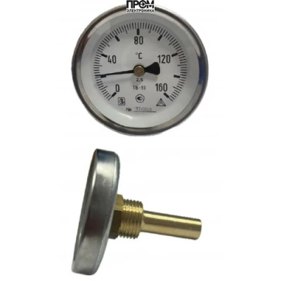 Термометр биметаллический осевой Дк100 50мм G1/2&quot; 120С с гильзой ТБ-100 Багория