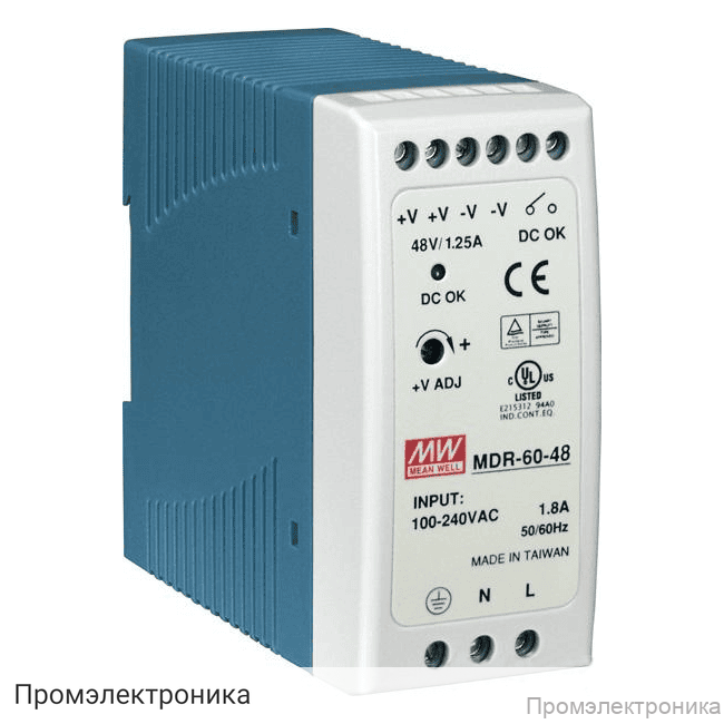 MDR-60-48 - блок питания AC-DC на DIN-рейку 60Вт