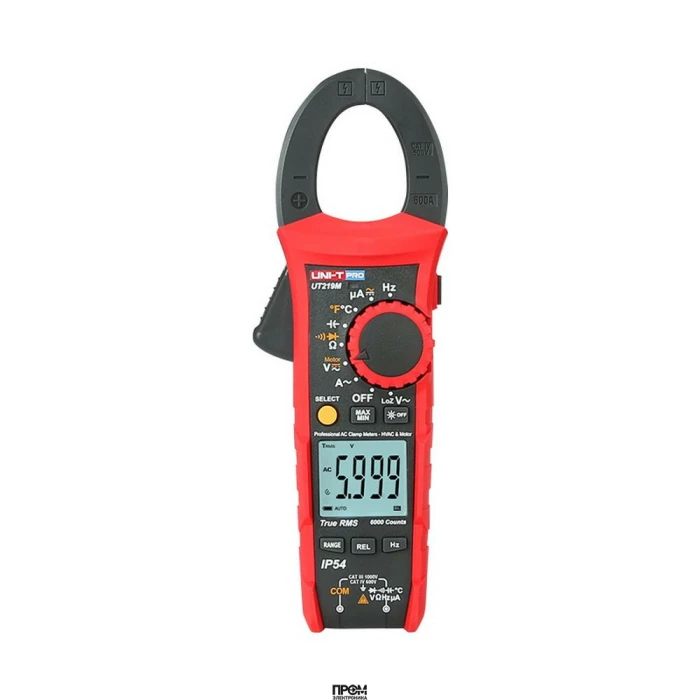 UT219M, Токоизмерительные клещи, True RMS, 1000В, 600А, 60МОм, емкость, частота, температура