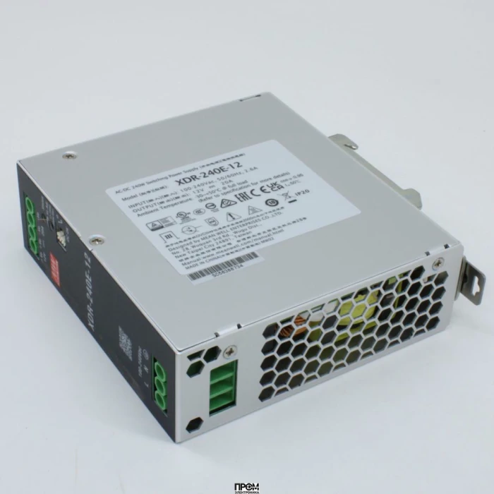 XDR-240E-12, Преобразователь AC-DC на DIN-рейку 240Вт, выход 12В/20A, рег. вых 12…15В, вход 85…264В AC, 47…63Гц /120…370В DC, изоляция 4000В AC, 40х125,2х116мм, -40…+70°С