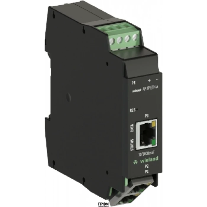 Точка доступа WIENET AP 3P ETH-A, Точка доступа WLAN серии WieNet, 3 порта RJ45 скорость передачи 10/100 MBit/s, WiFi IEEE 802.11n / g / b, встроенная антенна, номинальное напряжение: 9-28 VDC, монтаж: на DIN рейку, материал корпуса: пластик
