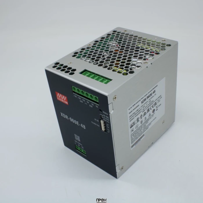 XDR-960E-48, Преобразователь AC-DC на DIN-рейку 960Вт, выход 48В/20A, рег. вых 48…55В, вход 85…264В AC, 47…63Гц /120…370В DC, DC OK, изоляция 4000В AC, 96х125,2х132мм, -40…+70°С, возможность параллельного подключения