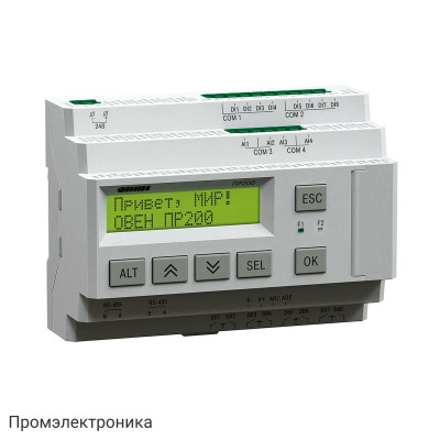 ПР200-24.2.0.0 - программируемое реле с ЖК-дисплеем на 24В с дискретными и аналоговыми входами и дискретными и аналоговыми выходами