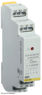 OIR 3 контакта 8А 230В AC IEK - реле промежуточное модульное