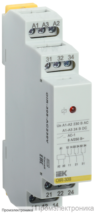 OIR 3 контакта 8А 230В AC IEK - реле промежуточное модульное