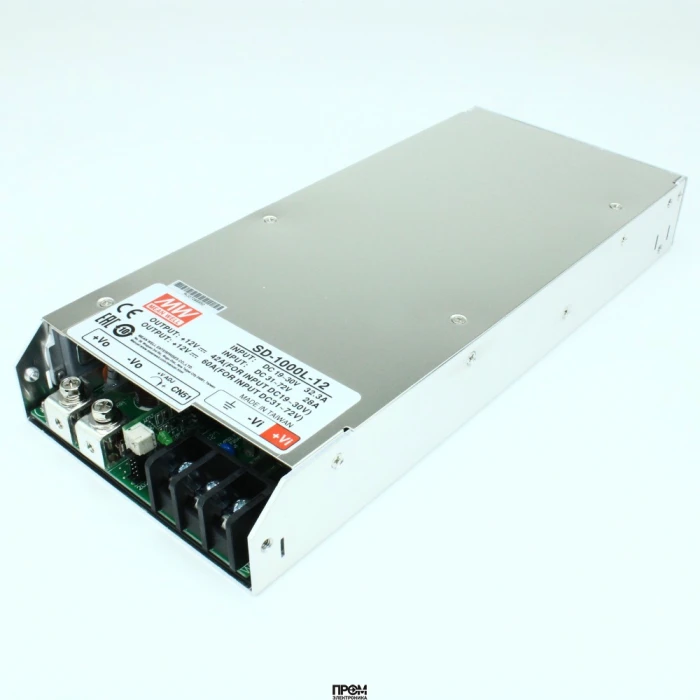 SD-1000L-12, DC-DC, 720Вт, Uвх=19...72В, Uвых=12В/60А, изоляция 2000В AC, рег. Вых 11...15В, в кожухе 295х127х41мм, -20°С…+60°С