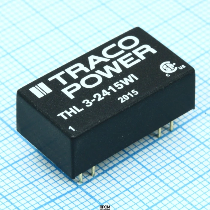THL 3-2415WI, Преобразователь DC/DC на печатную плату вход 24В выход 24В 0.125A 3Вт 7-Pin DIP