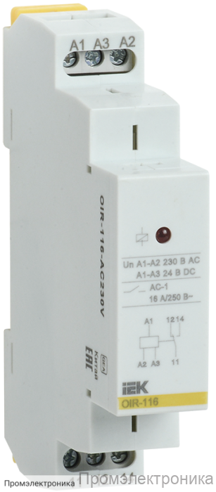 OIR 1 контакт 16А 230В AC IEK - реле промежуточное модульное