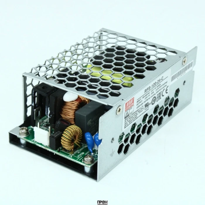 RPS-120-24-C, AC-DC, Med, 120Вт, вход 80…264V AC, 47…63Гц /113…370В DC, выход 24В/5A, изоляция 4000В AC, в кожухе, 103.4х62х40мм, -30…+70°С