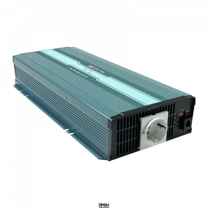 NTS-1700-248EU, DC-AC 1700Вт, Рпик=2550Вт(10сек), Uвх=40…66В DC, Uвых=200/220/230/240В АС, f=50/60 Гц, КПД=93%, КНИ<3%, изоляция 3000В AC, в кожухе 400x184x70мм, -25…+70°С, RS-232, выход розетка EU