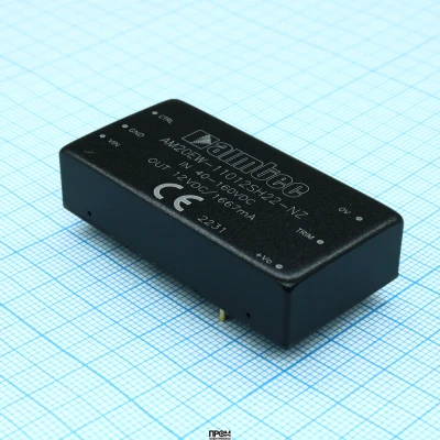 AM20EW-11012SH22-NZ, DC/DC, 20Вт, вход 40…160В, выход 12В/1.667А, изоляция 2250В DC, КПД 85%, максимальная емкостная нагрузка не более 1600мкФ, вход On/Off, 2x1&quot;, 50.8x25.4x11.8мм, -40…85°C, металл