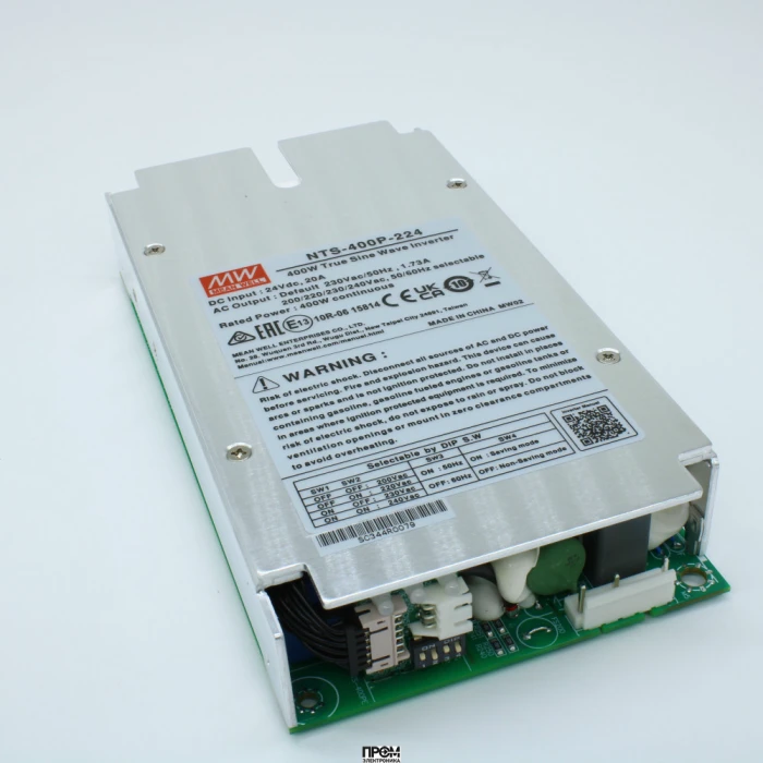 NTS-400P-224, DC-AC, 400Вт, Рпик=600Вт, Uвх=20…33В DC, Uвых=220В АС, КГИ<3%, КПД 93%, изоляция 3000В AC, в кожухе 186х100.5х32мм, -20…+70°С