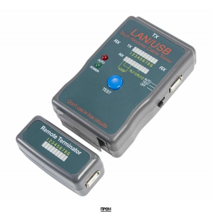 Тестер кабеля универсальный RJ-45+USB 25, Тестер кабельный