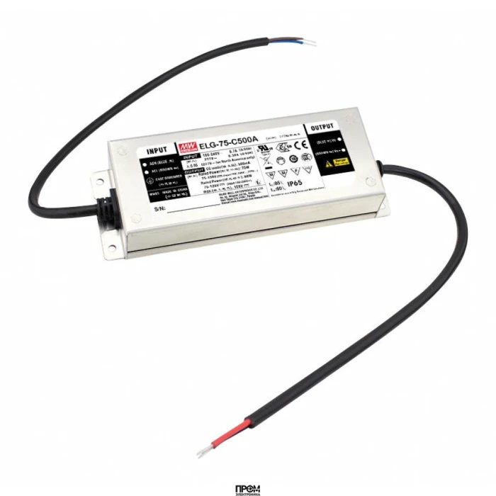 ELG-75-C700DA, AC-DC, 74.9Вт, IP67, вход 100…305В AC, 47…63Гц/142…431В DC, ККМ, выход 53…107В/700мА, изоляция 3750В AC, в кожухе 180х63х35.5, -40…+85°С (корпус), DALI димминг