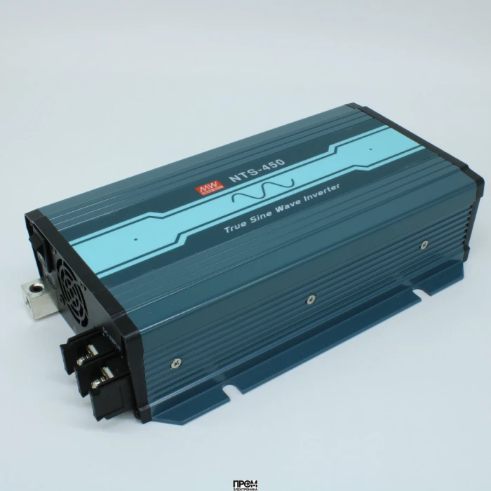 NTS-450-248EU, DC-AC, 450Вт, Рпик=675Вт, Uвх=40…66В DC, Uвых=220В АС, КГИ<3%, КПД 93%, изоляция 3000В AC, в кожухе 210х130х55мм, вес 1.3кг, -25…+70°С
