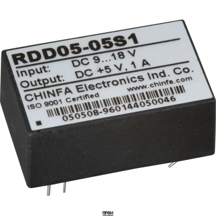 RDD05-05S2, Преобразователь DC/DC, 5Вт, Uвх=18…36В, Uвых=5В/1А, изоляция 1500В DC, 32х20х12.7мм, -25°С…+71°С