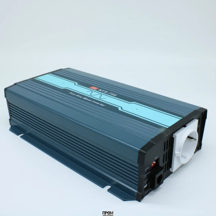 NTS-750-212EU, DC-AC, 750Вт, Рпик=1125Вт(10сек), Uвх=10…16.5В DC, Uвых=200/220/230/240В АС 50Гц, КГИ<3%, КПД 90%, изоляция 3000В AC, в кожухе 270х158х67мм, -25…+70°С, RS-232/RJ11, выход розетка EU