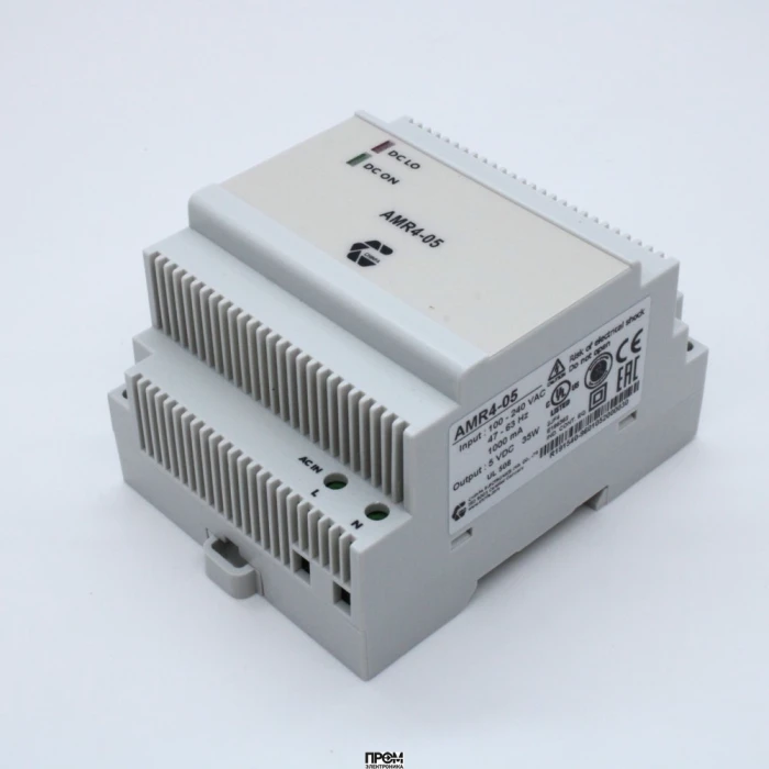 AMR4-05, AC-DC, DIN-рейка, 35Вт, вход 90…264В AC, 47…63Гц или 120…375В DC, выход 5В/7А, изоляция 3000В AC, 91х71Х57мм), -40…+71°С