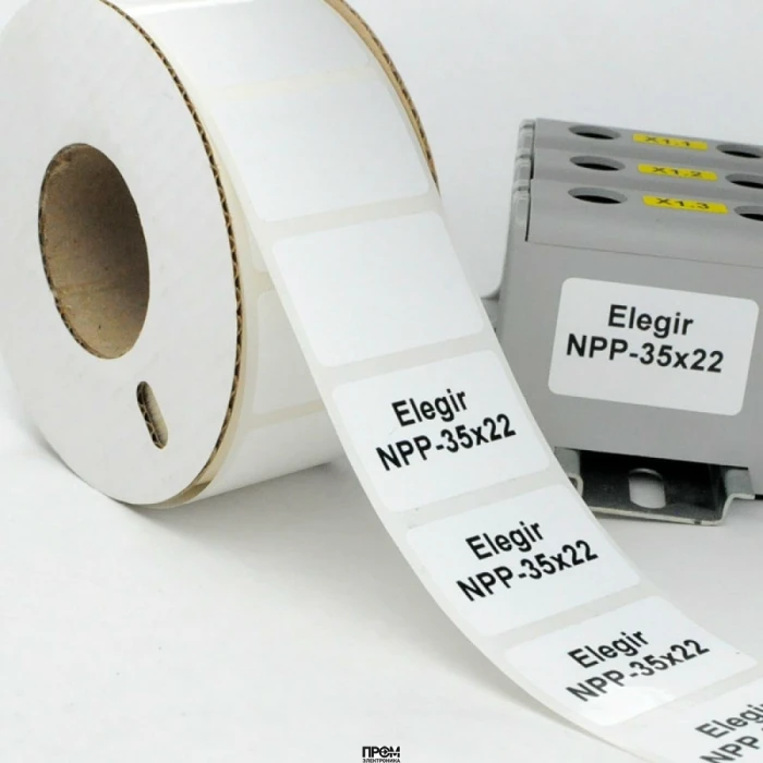 Маркировка прямоугольная NPP-35х22 W, Маркировочная наклейка, для позиционного обозначения электрооборудования в шкафу и маркировки провода, размер 35х22 мм, цвет белый, в упаковке 1400 наклеек