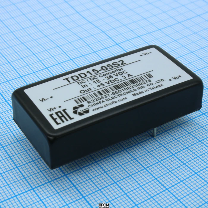 TDD15-05S2, Преобразователь DC/DC 15Вт вход 18В...36В выход 5В 3А, изоляция 1500В -25°С…+60°С