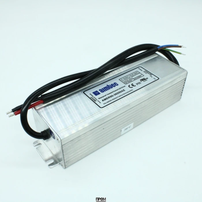 AMER90-36250AZ-F, AC-DC led, 90Вт, выход DC 24...36В, Iстаб=2500мА, стаб. тока/стаб.напр., IP68, вход AC 90...305В, DC 120...430В, PFC, КПД 85%, изоляция 3750В AC, в корпусе, -40...+85°С