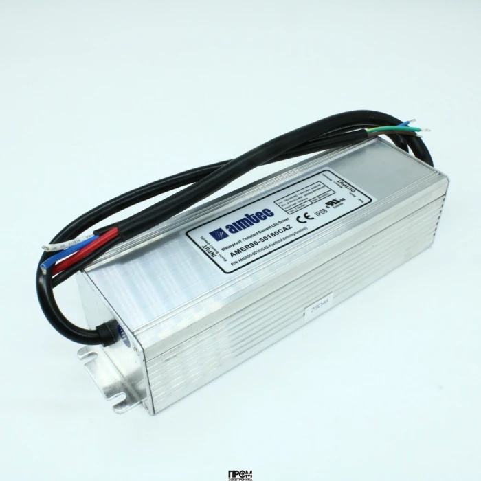 AMER90-50180CAZ, AC-DC led, 90Вт, выход DC 36...50В, Iстаб=1800мА, стаб. тока/стаб.напр., IP68, вход AC 90...305В, DC 120...430В, PFC, КПД 85%, изоляция 3750В AC, в корпусе, -55...+85°С