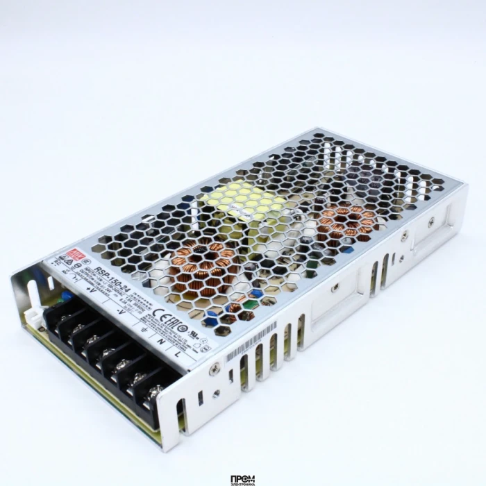 RSP-150-24, AC-DC, 151Вт, ККМ, вход 85…264В AC, 47…63Гц /120…370В DC, выход 24В/6.3A, рег. вых 22.8…26.4В, изоляция 3750В AC, в корпусе 199х99х30мм, -30…+70°С