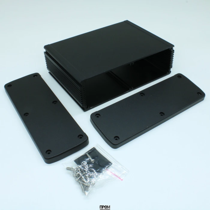 ALUG708BK120, Алюминиевый черный корпус с черными торцевыми панелями
