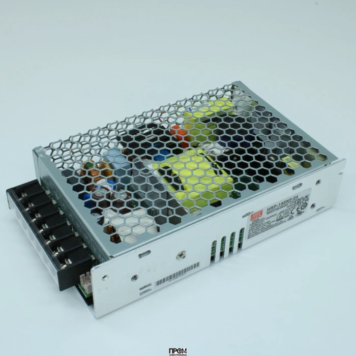 HRP-150N3-24, AC-DC, 156Вт, выход 24В/0...6.5A, рег. вых 21.6…28.8 В , вход 85…264В AC, 47…63Гц / 120…370 В DC, изоляция 3000В AC, в кожухе 159x97x38мм, -40…+70°С, кратковременная пиковая мощность 300%