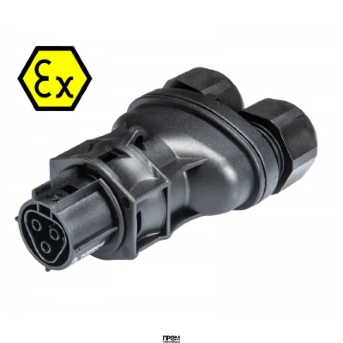 Сплиттер RST20I3SXB2 ZRX SW, Сплиттер, взрывозащищенный розеточный разъем на кабель диам. 6-10 мм, IP68(69k), 3 полюса, винтовая фиксация провода, номинальные характеристики: 250/400V, 20A, цвет: черный, серия RST Ex