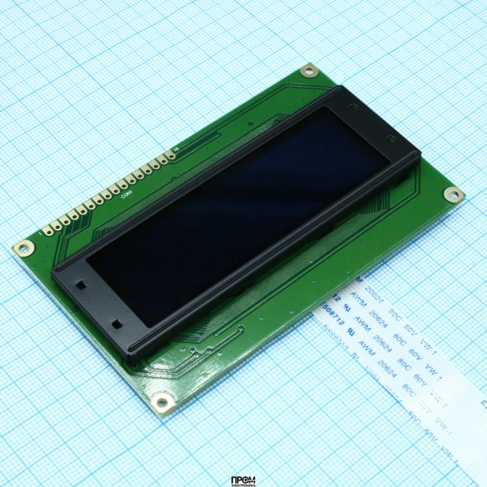 WEH002004BLPP5N00100, OLED символьный 20х4 (2004B), желтый, контроллер WS0010TX, VDD = 5В, -40 ... +80 С, шлейф 16pin