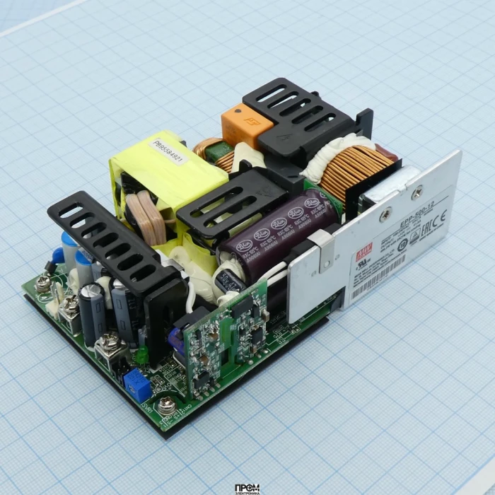 EPP-500-12, AC-DC, 320.4Вт (вент. 499.2Вт), ККМ, вход 80…264V AC, 47…63Гц /113…370В DC, выход 12В/26.7A (вент. 41.6А), рег. вых 11.4…12.6В, изоляция 3000В AC, открытая плата 127х76х40мм, -30…+70°С, доп. выход 12В/0.5А, выход SB 5В/1А