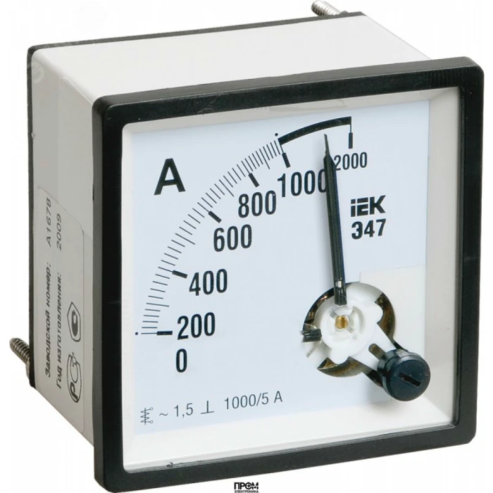 Амперметр Э47 2000/5А кл. точн. 1,5 72х72мм IPA10-6-2000-E, Амперметр встраиваемый