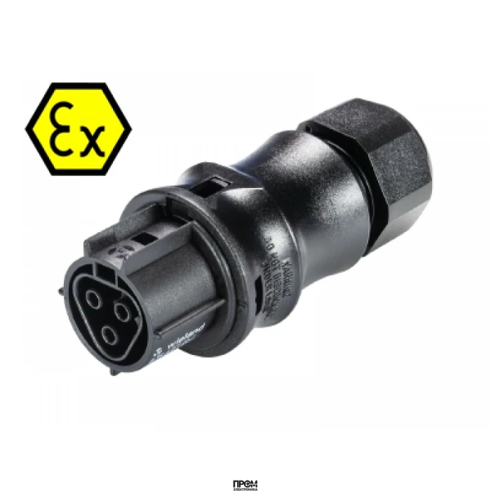 Разъем FEMALE RST20I3FXB2 взрывозащита, Взрывозащищенный розеточный разъем на кабель диам. 6-10 мм, IP68(69k), 3 полюса, пружинная фиксация провода, номинальные характеристики: 250/400V, 20A, цвет: черный, серия RST Ex