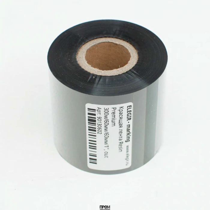Риббон Resin Premium 300м/60мм/60мм/1", Красящая лента Resin Premium 300м/60мм/60мм/1 длина 300 м, ширина 60 мм, цвет черный