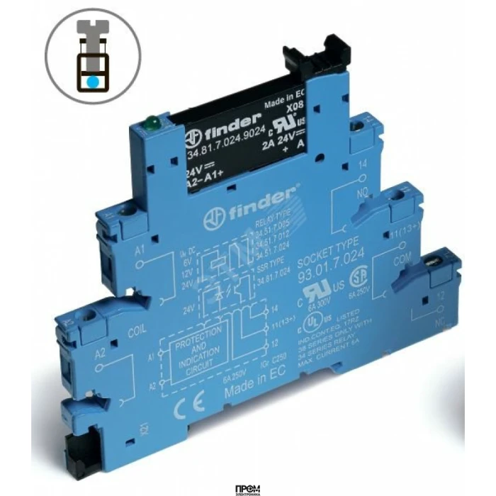Реле модульное интерфейсное 2А 240В AC 24В DC IP20 винт. клеммы 388170248240, Реле исполнительное