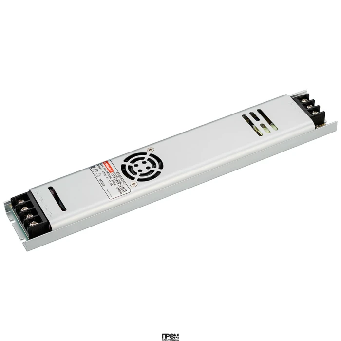 Блок питания HTS-300-24-LS (24V, 12.5A, 300W) 023259, Источник напряжения с гальванической развязкой для светодиодных изделий. Входное напряжение 180-264 VAC. Выходные параметры: 24 В, 12.5 А, 300 Вт. Встроенный PFC >0.5. Негерметичный алюминиевый сетчаты