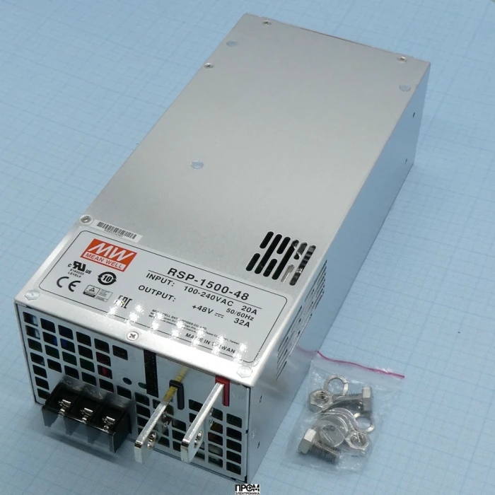 RSP-1500-48, AC-DC, 1536Вт, вход 90…264V AC, 47…63Гц /127…370В DC, выход 48В/0…32A, рег. вых=±10%Uном, изоляция 3000В AC, в корпусе 278х127х83.5мм, -20…+70°С
