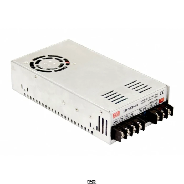 SD-500H-12, DC-DC, 480Вт, Uвх=72…144В, Uвых=12В/40А, изоляция 2000В DC, рег.вых 11…15В, в кожухе 215х115х50мм, -20°С…+60°С