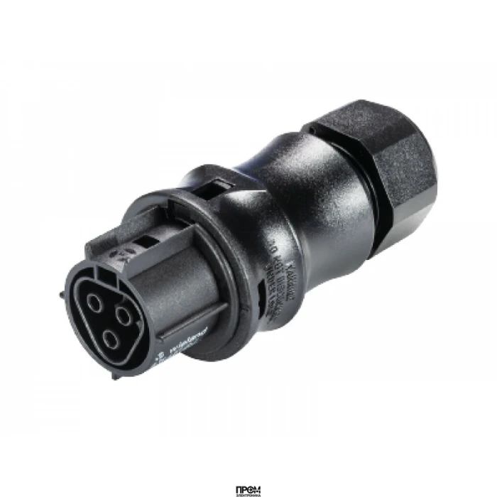 Разъем RST20i3 96.031.4153.1, Розеточный разъем на кабель диам. 10-14 мм, IP68(69k), 3 полюса, винтовая фиксация провода, номинальные характеристики: 250/400V, 20A, цвет: черный, серия RST Classic