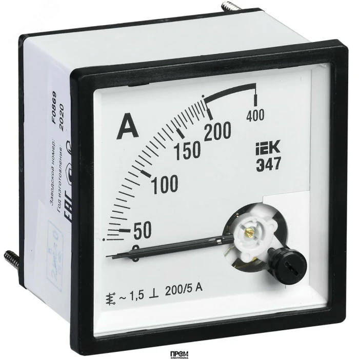 Амперметр Э47 72х72мм 200/5А кл. точн. 1.5 IPA10-6-0200-E, Амперметр встраиваемый