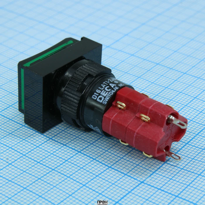 D16LAT1-2ABKG, D16LAT1-2ABKG, Переключатель кнопочный с фиксацией 250В/5А LED подсветка 24В