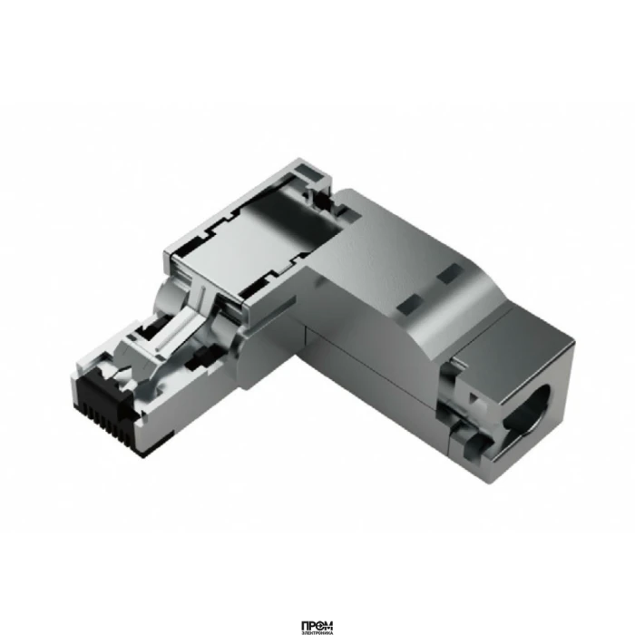 Разъем RJ45 на кабель RJ4508MMAFWIC05, Разъем RJ45 на кабель, вилочный, угловой, 8 полюсов, цинк