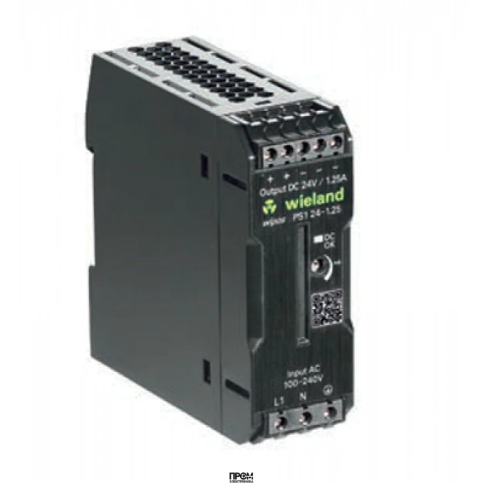 Блок питания WIPOS PS1 24-2.5, Источник питания, однофазный, 24 V / 2,5 A, 60 W; диапазон входных напряжений: 85 – 264 V AC, 90 – 350 V DC; габариты (мм): ширина x высота x глубина: 32 x 90 x 110; вес 0,26 кг; монтаж: на DIN рейку, температура окружающей