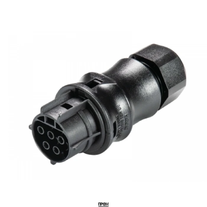 Разъем RST20i5 96.051.4153.1, Розеточный разъем на кабель диам. 10-14 мм, IP68(69k), 5 полюсов, винтовая фиксация провода, номинальные характеристики: 250/400V, 20A, цвет: черный, серия RST Classic