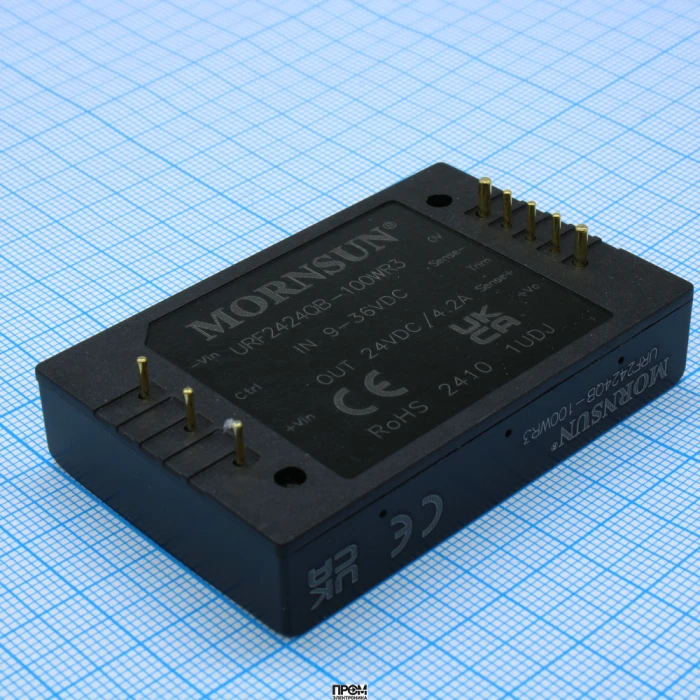 URF2424QB-100WR3, Преобразователь DC/DC мощность, Вт: 100 вход 24(9-36)В выход 24В/4.2А изоляция: 2250В