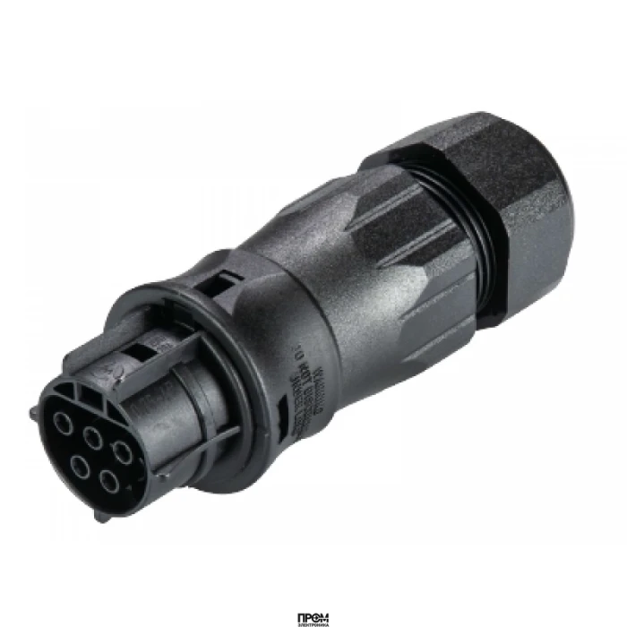 Разъем RST20i5 96.051.4553.1, Розеточный разъем на кабель диам. 13-18 мм, IP68(69k), 5 полюсов, винтовая фиксация провода, номинальные характеристики: 250/400V+РЕ, 20A, цвет: черный, серия RST Classic