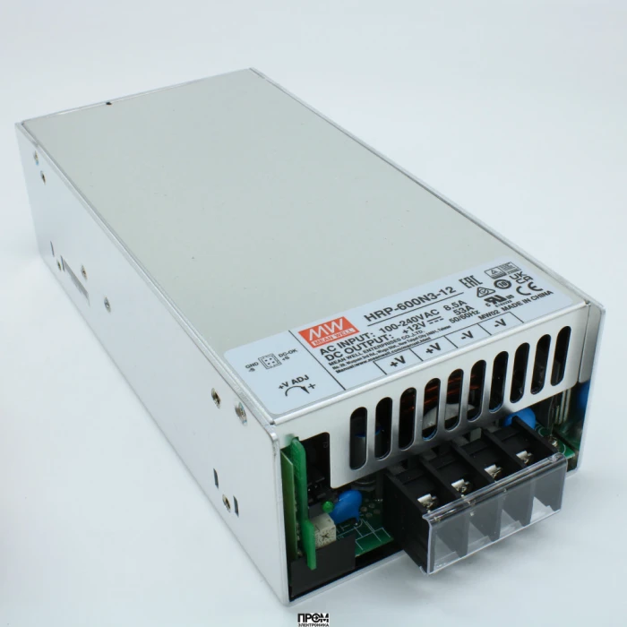 HRP-600N3-12, AC-DC, 636Вт, выход 12В/0...53A, рег. вых 10.2…13.8 В , вход 85…264В AC, 47…63Гц / 120…370 В DC, изоляция 3000В AC, в кожухе 218x105x61.5мм, -40…+70°С, вентилятор, кратковременная пиковая мощность 350%
