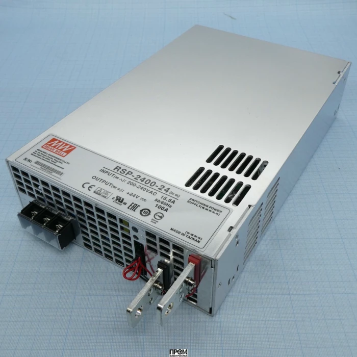 RSP-2400-24, AC-DC, 2400Вт, вход 180…264V AC, 47…63Гц /354…370В DC, выход 24В/100A, рег. вых 22…28В, изоляция 3000В AC, в корпусе 278х177.8х6..5мм, -20…+70°С